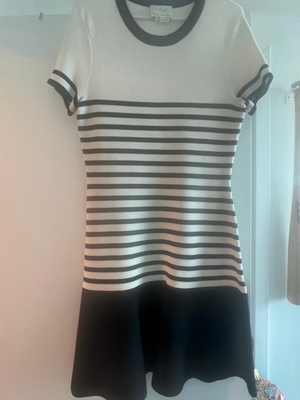 kate spade Black and White Ribbed Crewneck Top